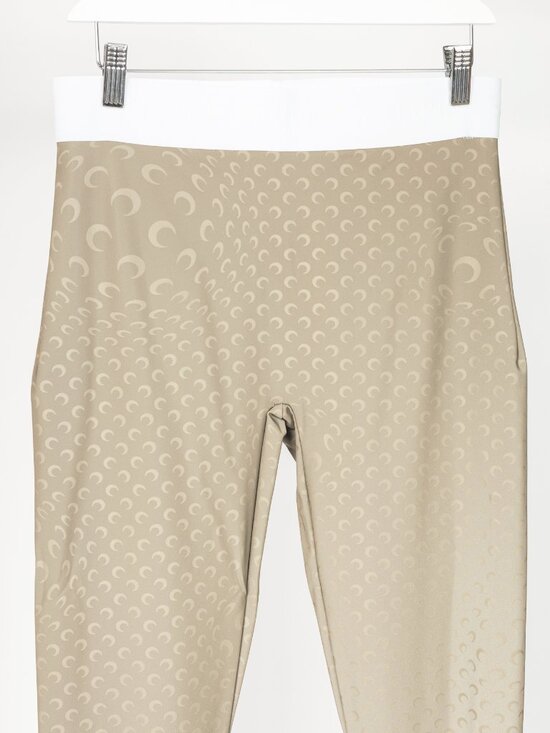 Marine Serre White Line FW20 Taupe Reflective Moon-Print Stirrup Leggings - Picture 3 of 10